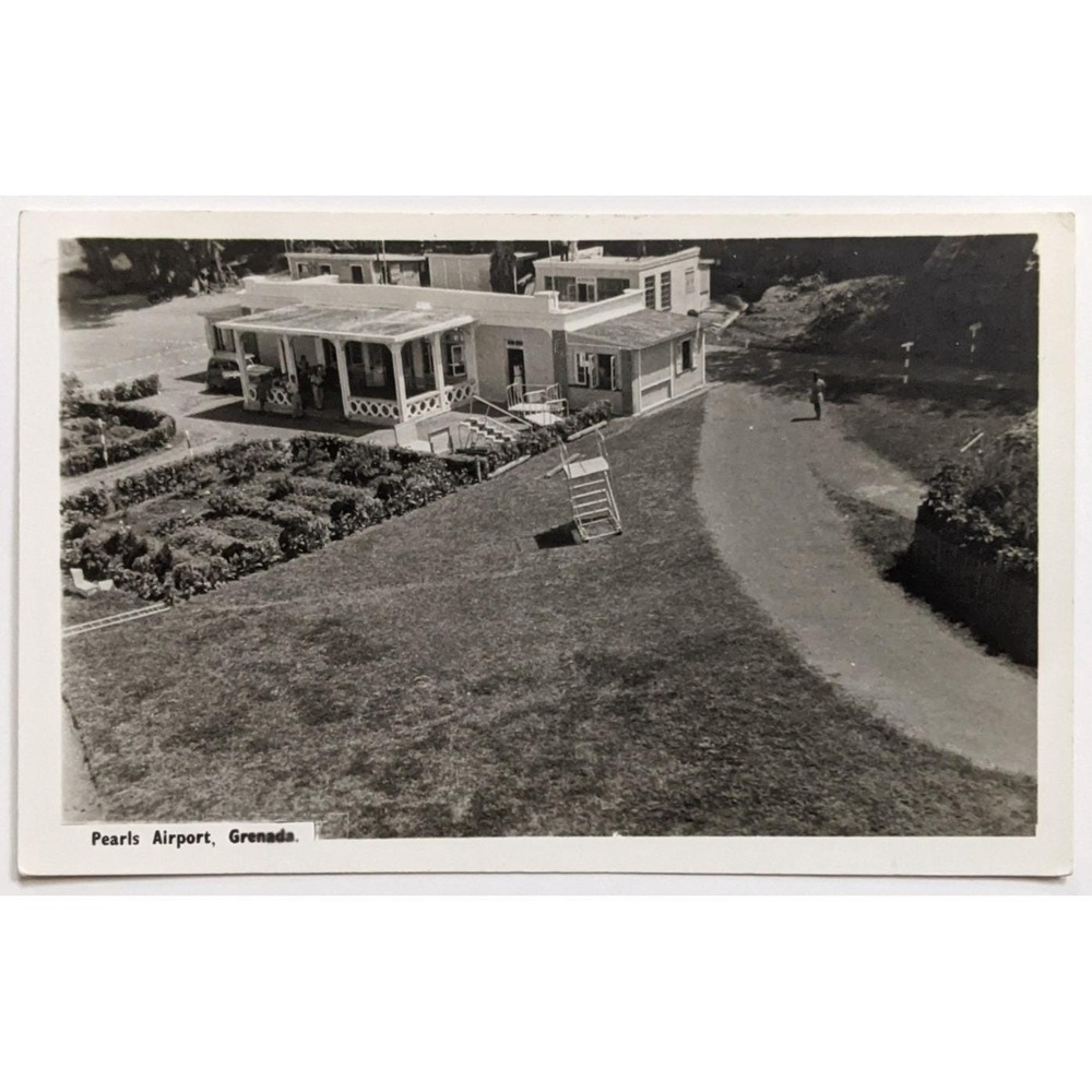 Pearls Airport‎ Grenada B.W.I. RPPC Postcard Caribbean Airport Terminal Scene